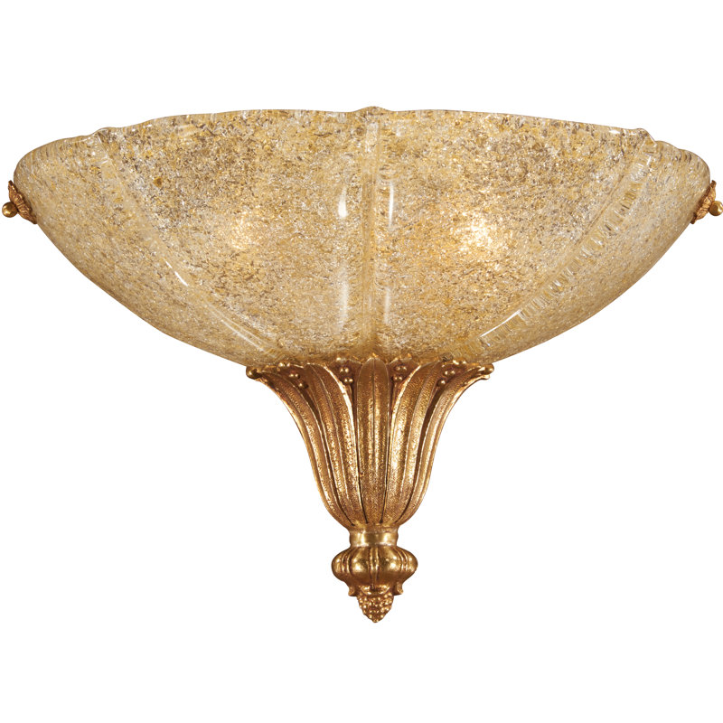 Elegant French Gold Dual Light Glass Sconce