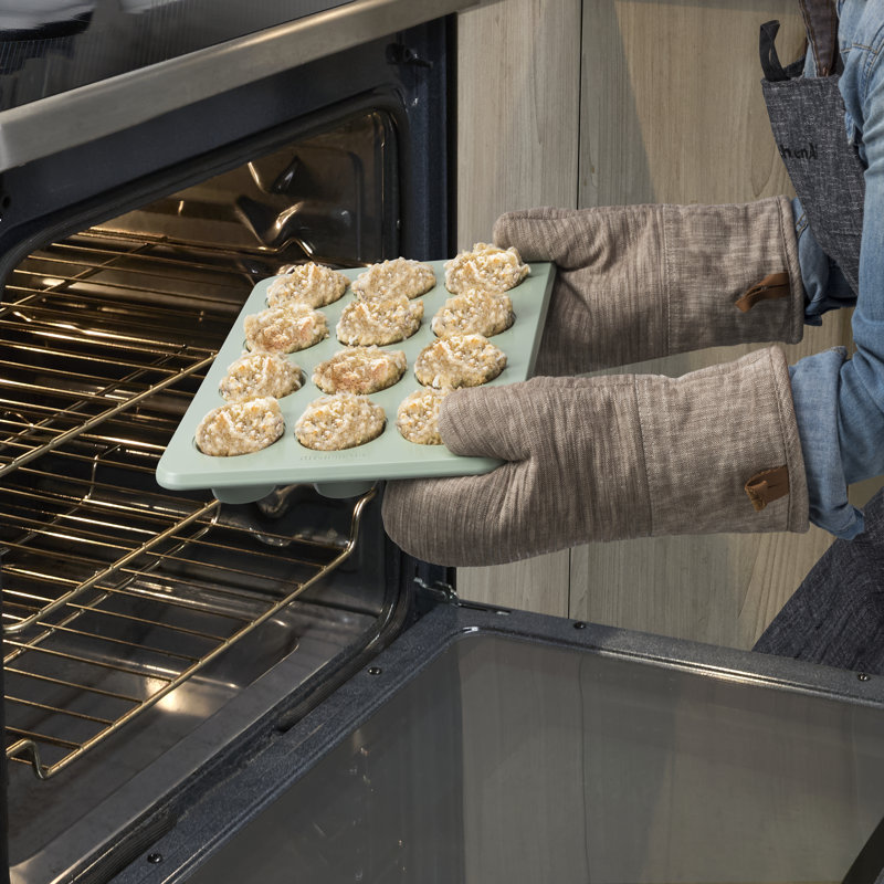 Blue Nonstick Aluminized Steel 12-Cup Mini Muffin Pan