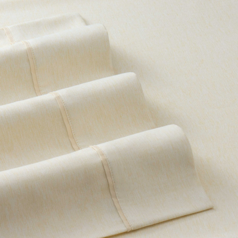 Full Linen Heathered Herringbone Microfiber Sheet Set