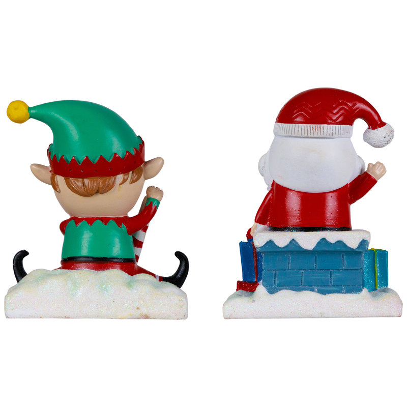 Santa and Elf Resin Christmas Stocking Holders Set