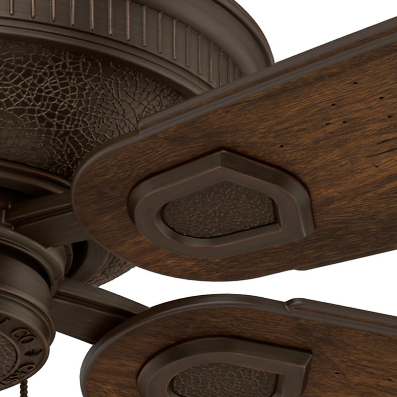 Heritage 60" Brushed Cocoa Ceiling Fan with Carved Featherwood Blades