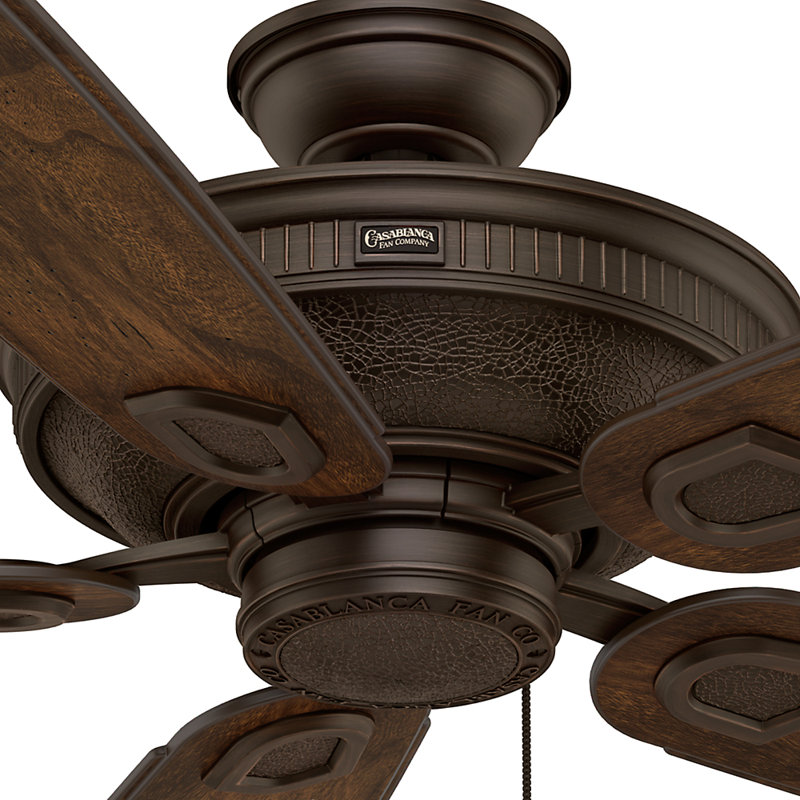 Heritage 60" Brushed Cocoa Ceiling Fan with Carved Featherwood Blades