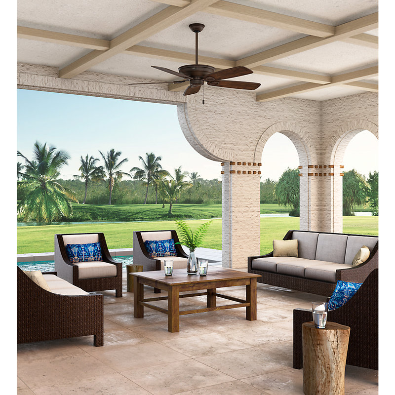 Heritage 60" Brushed Cocoa Ceiling Fan with Carved Featherwood Blades