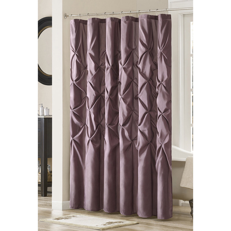 Plum Tufted Semi-Sheer Polyester Shower Curtain