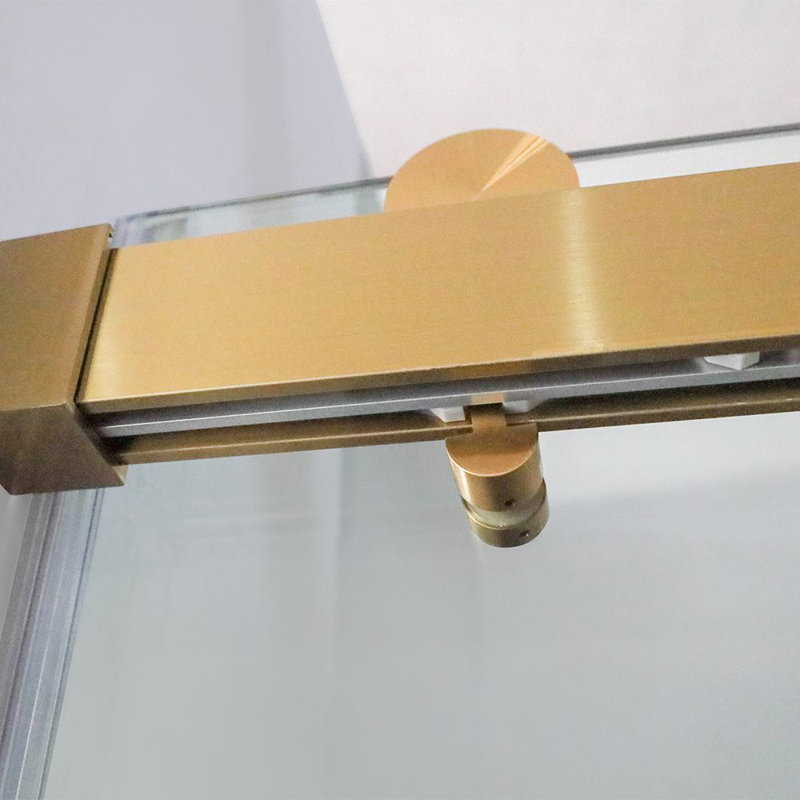 60" x 76" Frameless Brushed Gold Sliding Glass Shower Doors