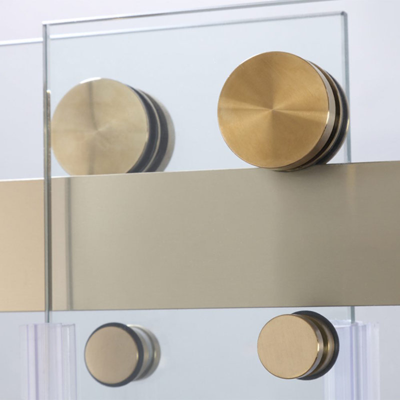 60" x 76" Frameless Brushed Gold Sliding Glass Shower Doors