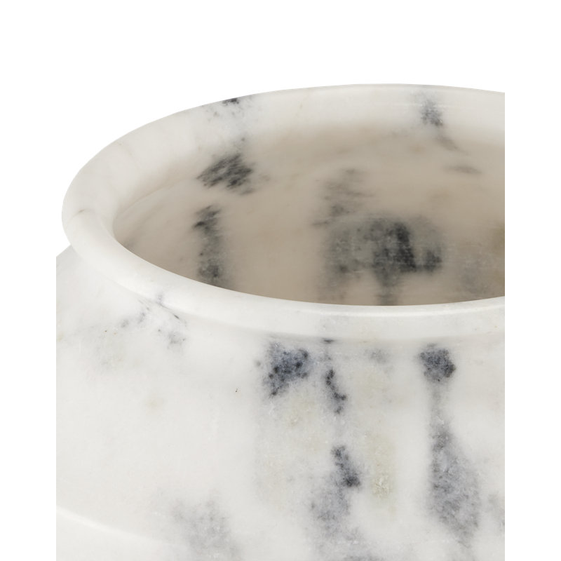 Large White and Gray Handcrafted Marble Decorative Bowl