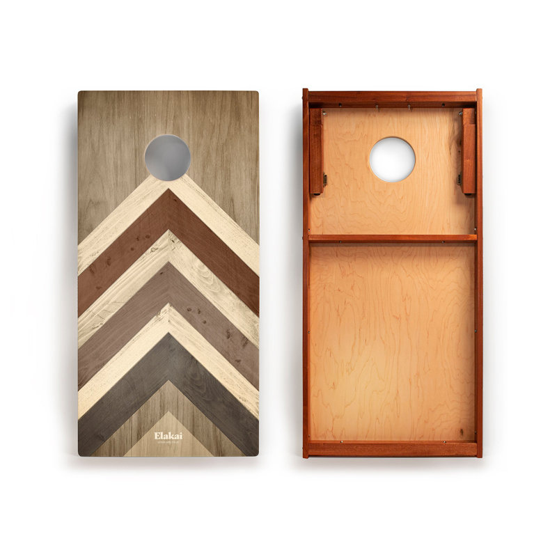 Compact Mahogany and Plywood Cornhole Set with Carrying Case