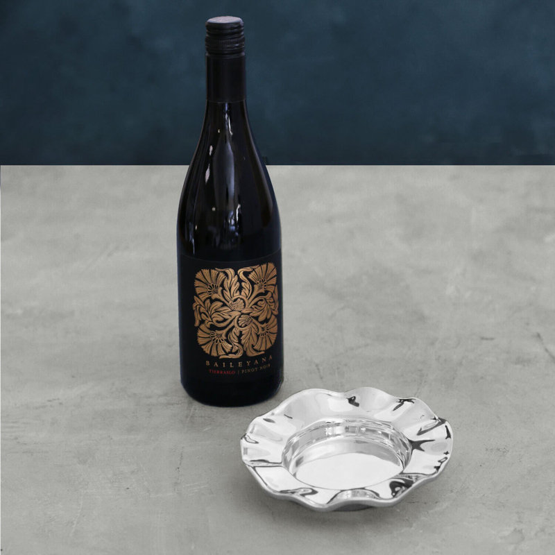 Vento Silver Aluminum Alloy Wine Coaster with Cork Lining