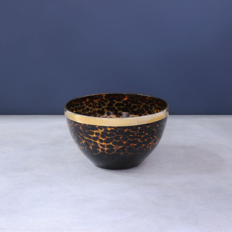 Large Amber and Gold Glass Tortoise Bowl
