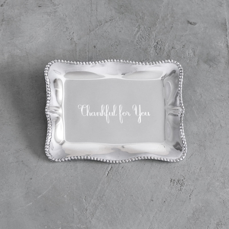 Denisse Engraved Aluminum Rectangular Decorative Tray