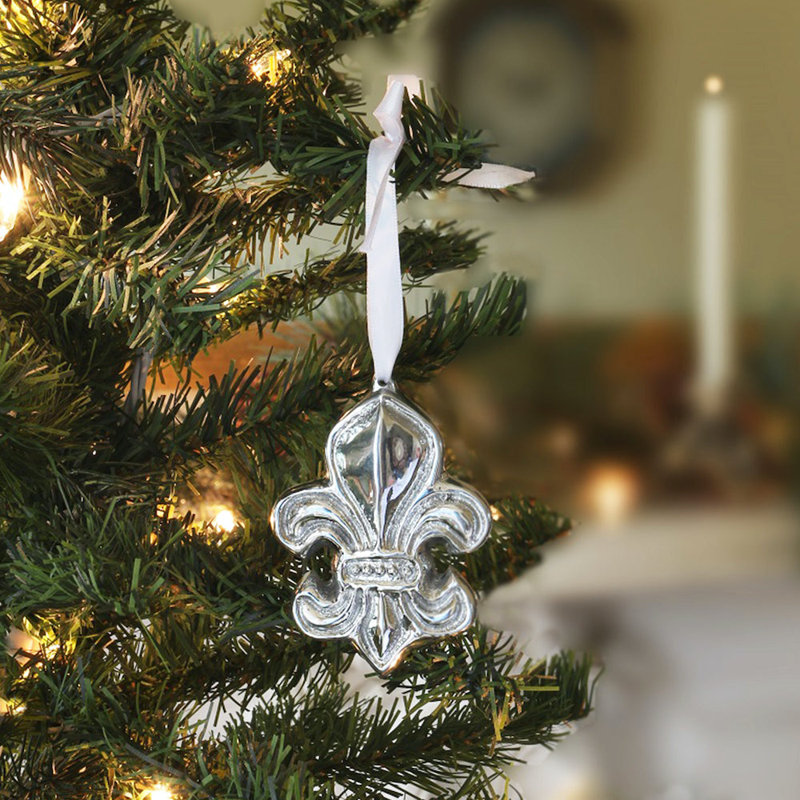 Silver Fleur De Lis Hanging Metal Ornament
