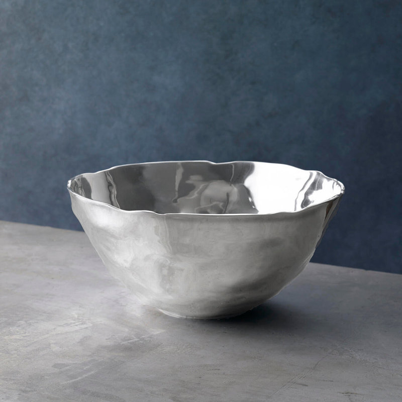 Large Silver Aluminum Novelty Serving Bowl