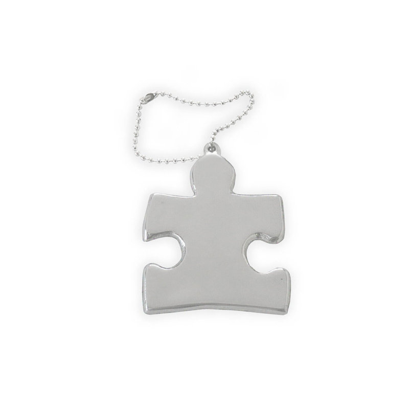 Small White and Silver Aluminum Puzzle Piece Ornament