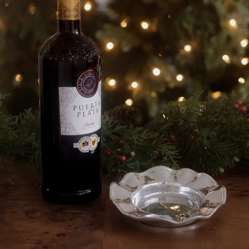 Vento Silver Aluminum Alloy Wine Coaster with Cork Lining