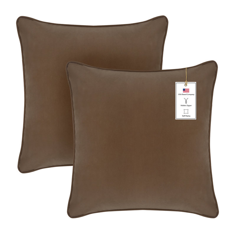 Cocoa Velvet 22" x 22" Pillow Cover Set