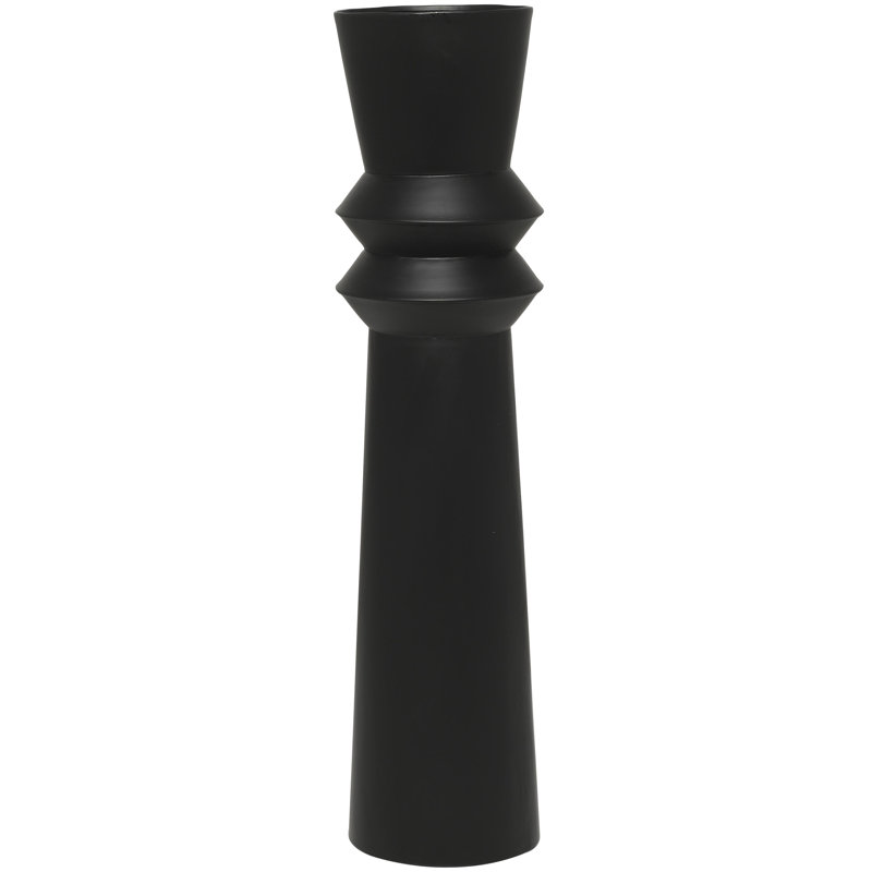 Tall Black Metal Trumpet Floor Vase