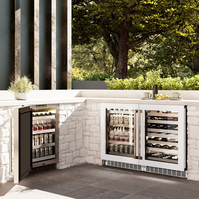 24" White Matte Undercounter Stainless Steel Beverage Fridge