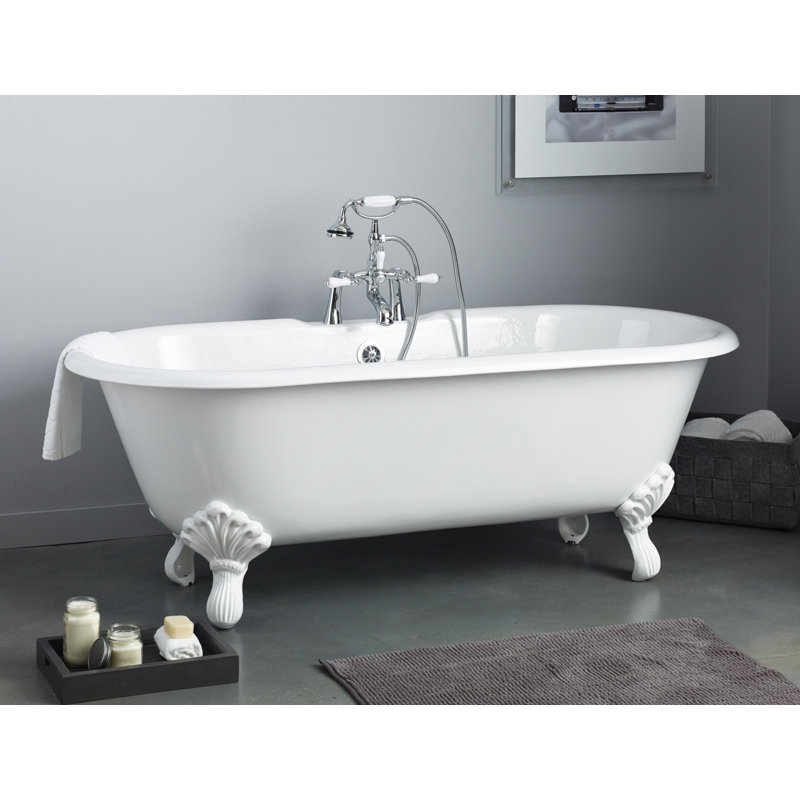 White Cast Iron Clawfoot Freestanding Soaking Bathtub