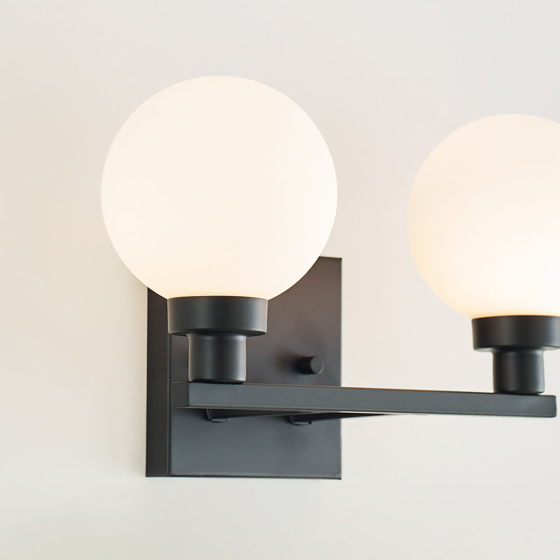 Clybourn Midnight Black 2-Light Vanity with Milk Glass Shade