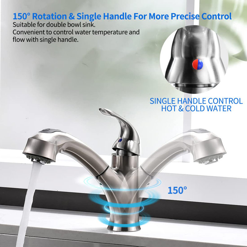 Brushed Nickel Single Handle Kitchen Faucet with Pull-Out Spray