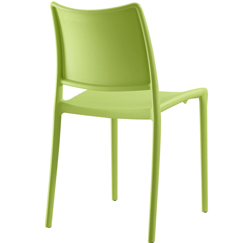Modern Minimalist Stackable Green Plastic Side Chair Set of 2