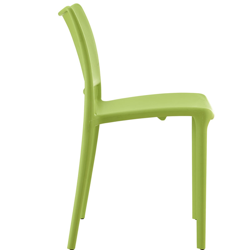 Modern Minimalist Stackable Green Plastic Side Chair Set of 2