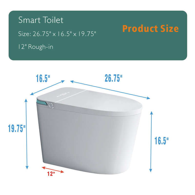 White High Efficiency Dual Flush Smart Toilet with Heated Seat