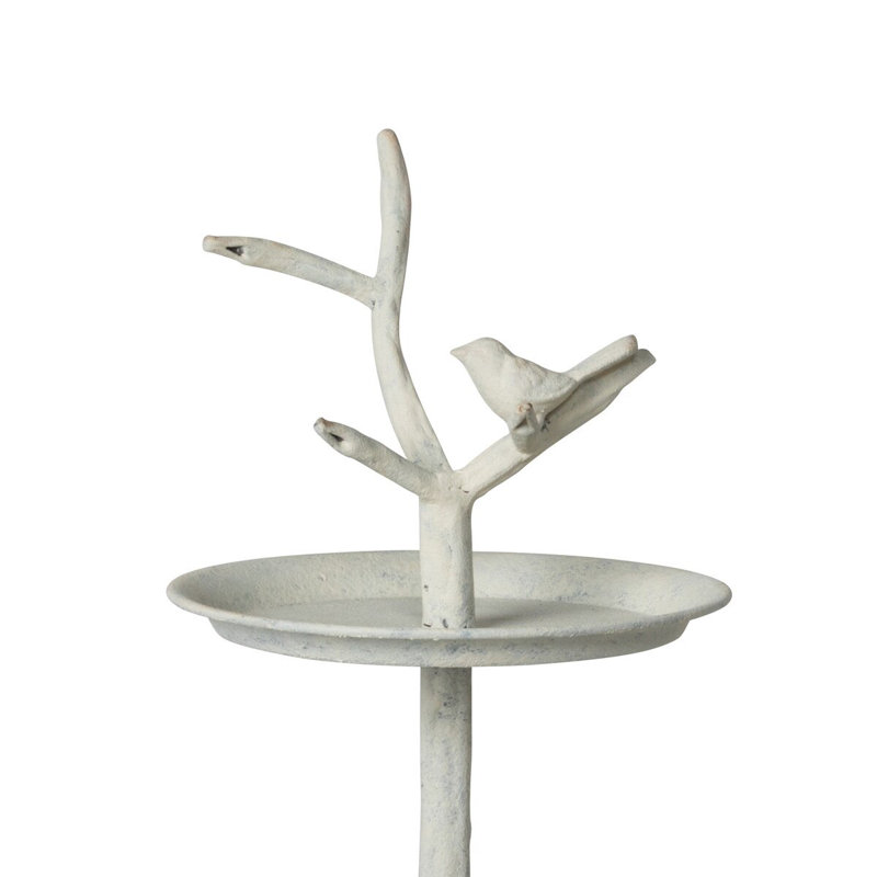 Antique White Iron Bird Tiered Plant Stand