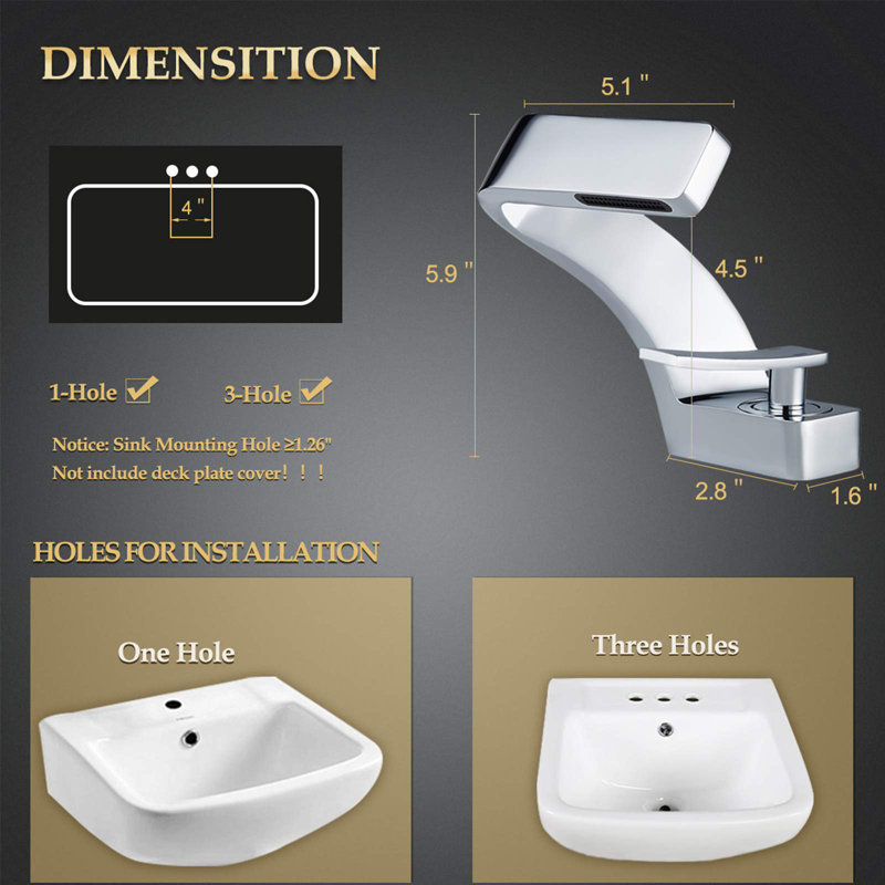 Chrome Single Handle Bathroom Sink Faucet with Brass Body