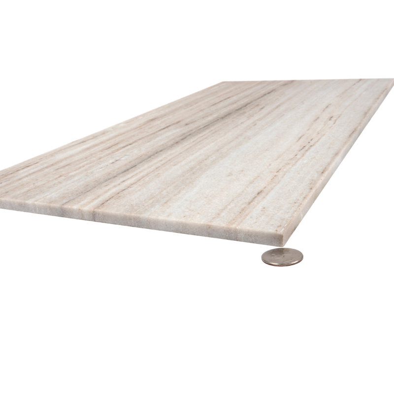 Beige 12" x 24" Polished Marble Look Wall & Floor Tile