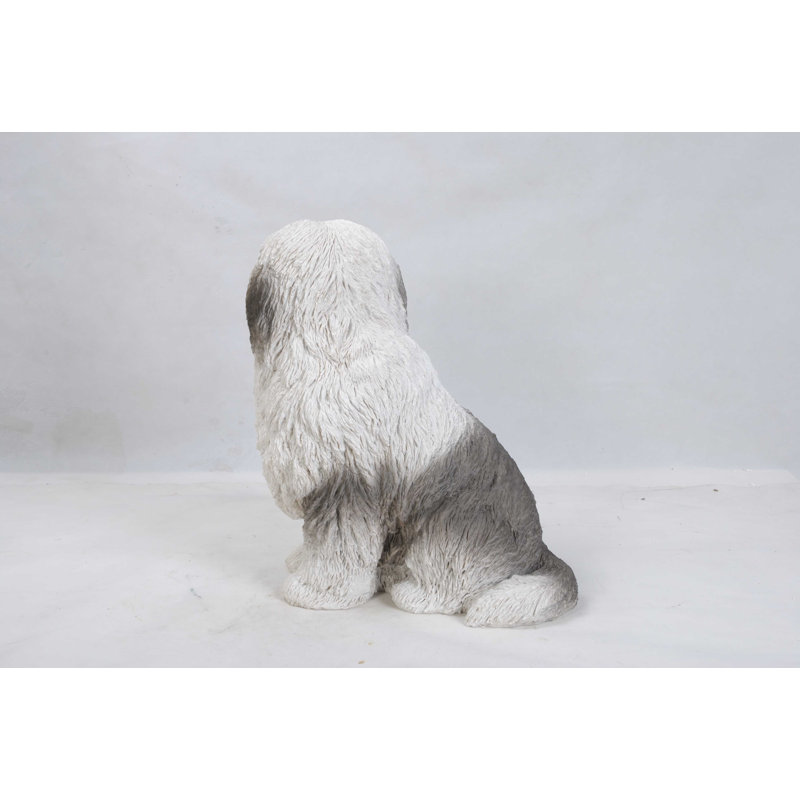 Lifelike Polyresin Old English Sheepdog Garden Statue