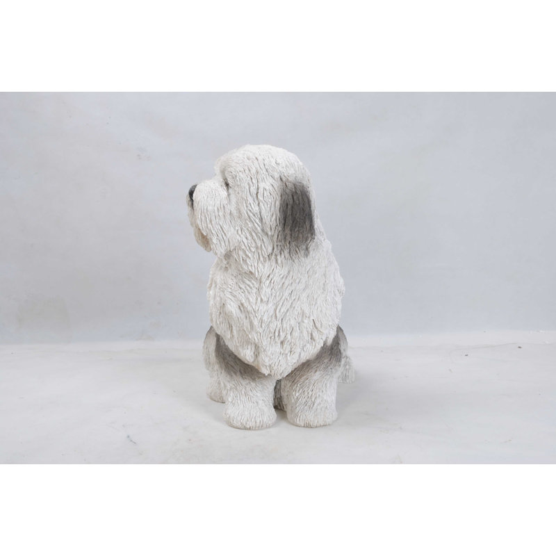 Lifelike Polyresin Old English Sheepdog Garden Statue