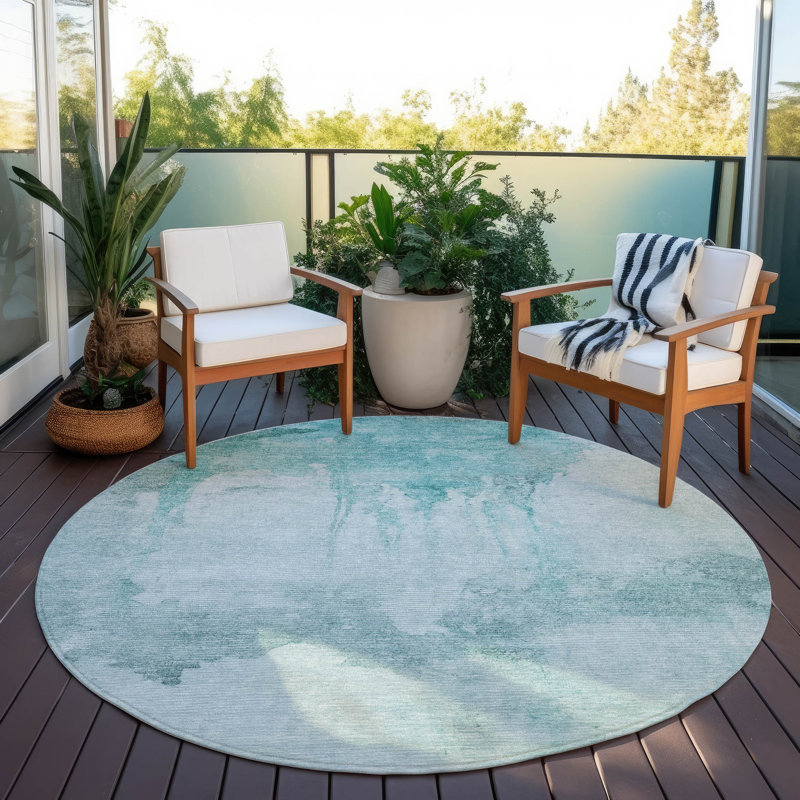 Machine Washable Indoor/Outdoor Chantille Teal Rug