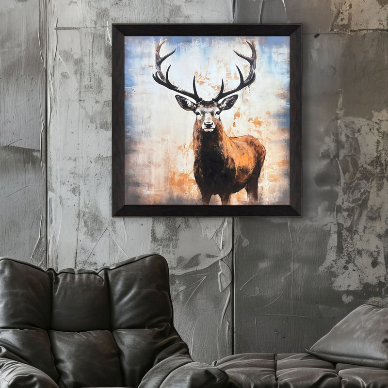 Majestic Deer II Dark Wood Framed Canvas Art