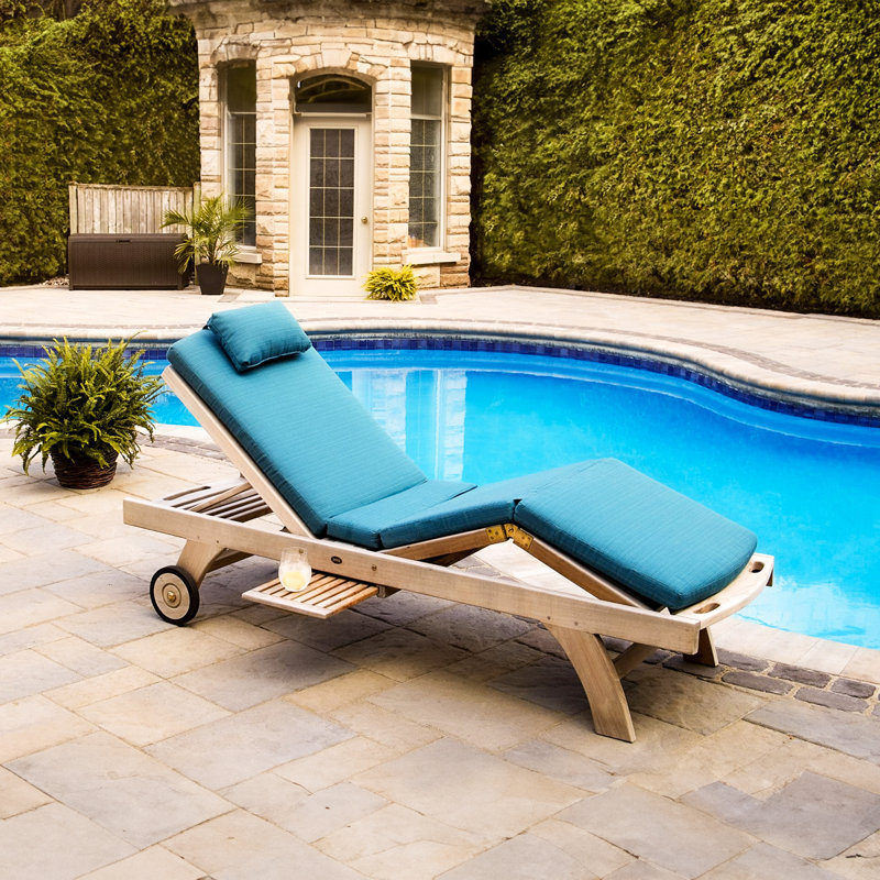 Adjustable Teak Armless Outdoor Chaise Lounger