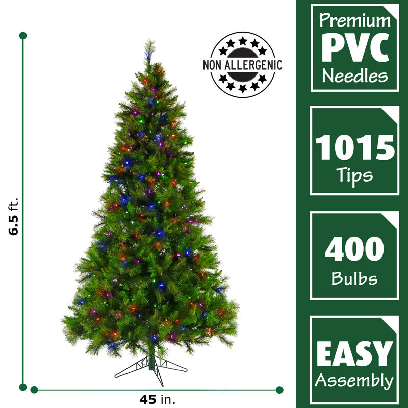 6.5-Ft Green Pine Christmas Tree with Multicolor LED Lights