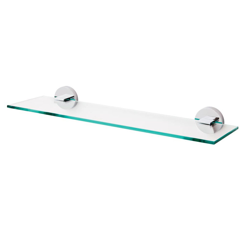 Elegant Neo 17" Polished Chrome & Glass Wall-Mounted Bathroom Shelf