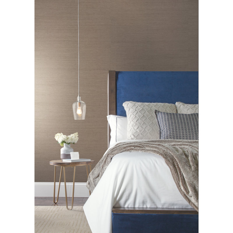 Steel Grey Non-Pasted Grasscloth Wallpaper Roll