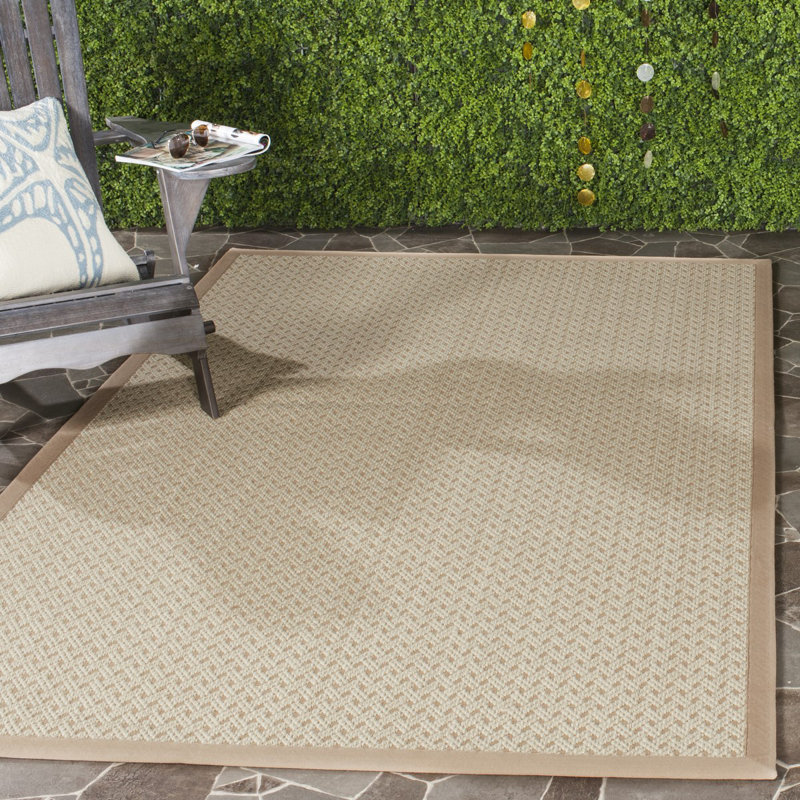 Ivory and Beige Handmade Wool Chevron Rug