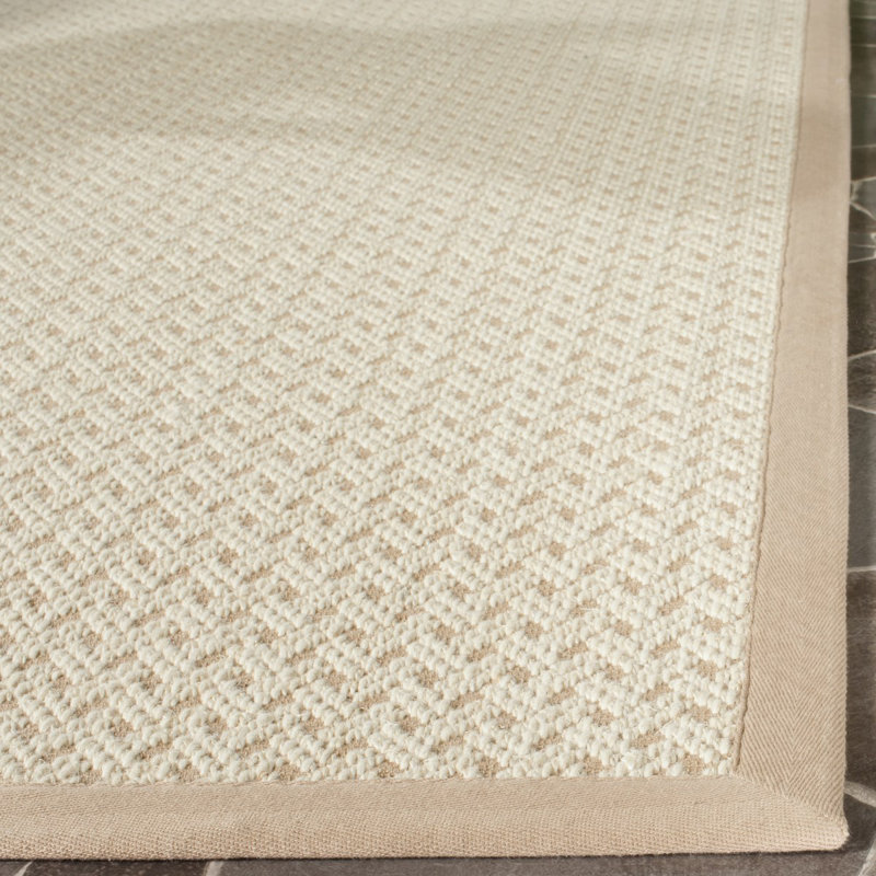 Ivory and Beige Handmade Wool Chevron Rug