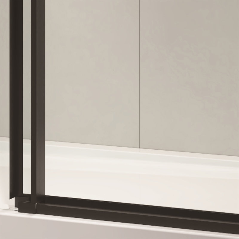 60-Inch Matte Black Frameless Sliding Shower Door with Clear Glass