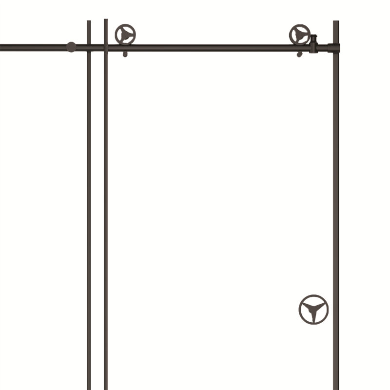 60-Inch Matte Black Frameless Sliding Shower Door with Clear Glass