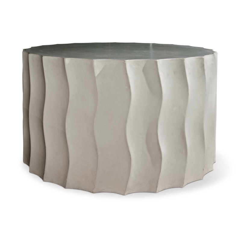 Slate Gray Ceramic Outdoor Round Side Table - 15"