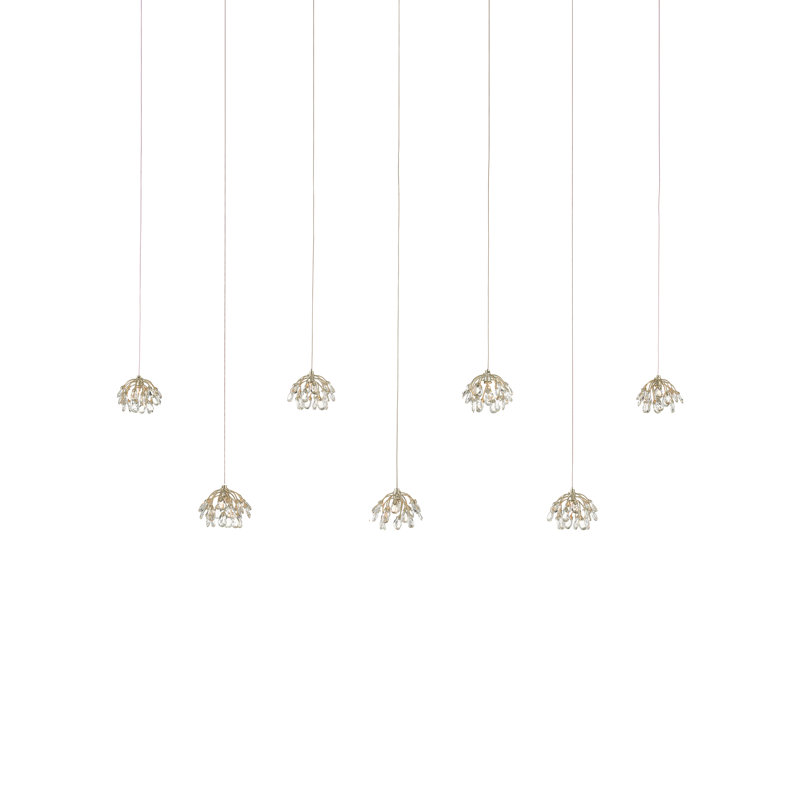 Elegant Crystal and Silver 7-Light LED Island Pendant