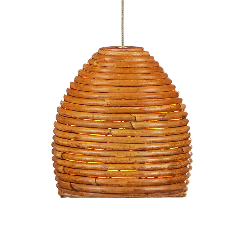 Beehive Natural Rattan and Silver LED Island Pendant, 7-Light