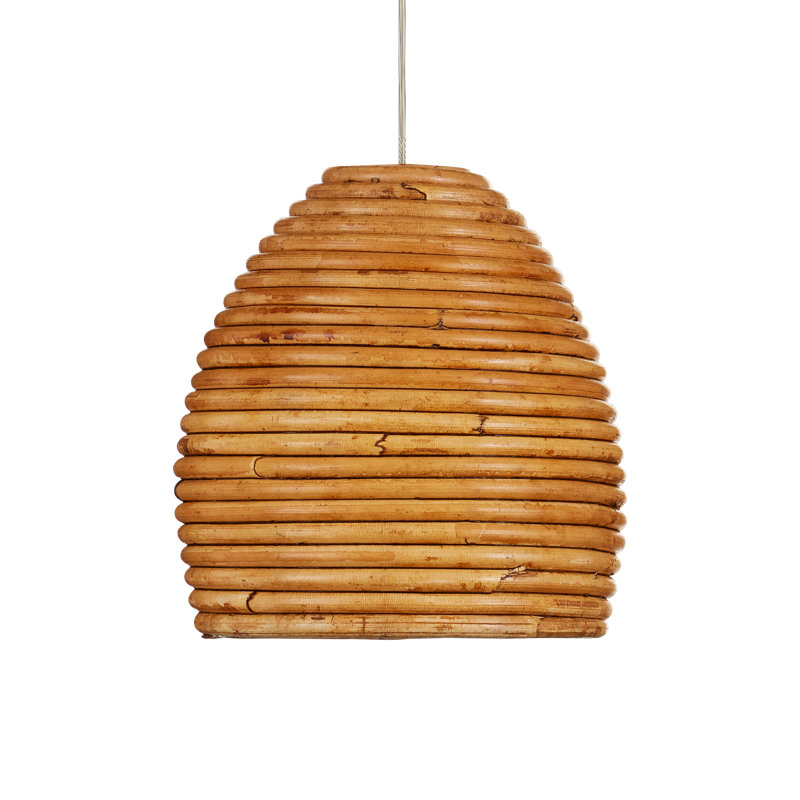 Beehive Natural Rattan and Silver LED Island Pendant, 7-Light