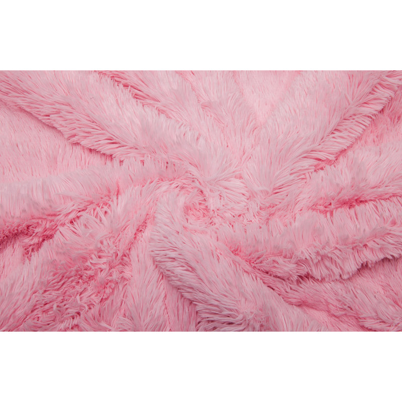 Pink Faux Fur Sherpa Fleece Reversible Throw Blanket