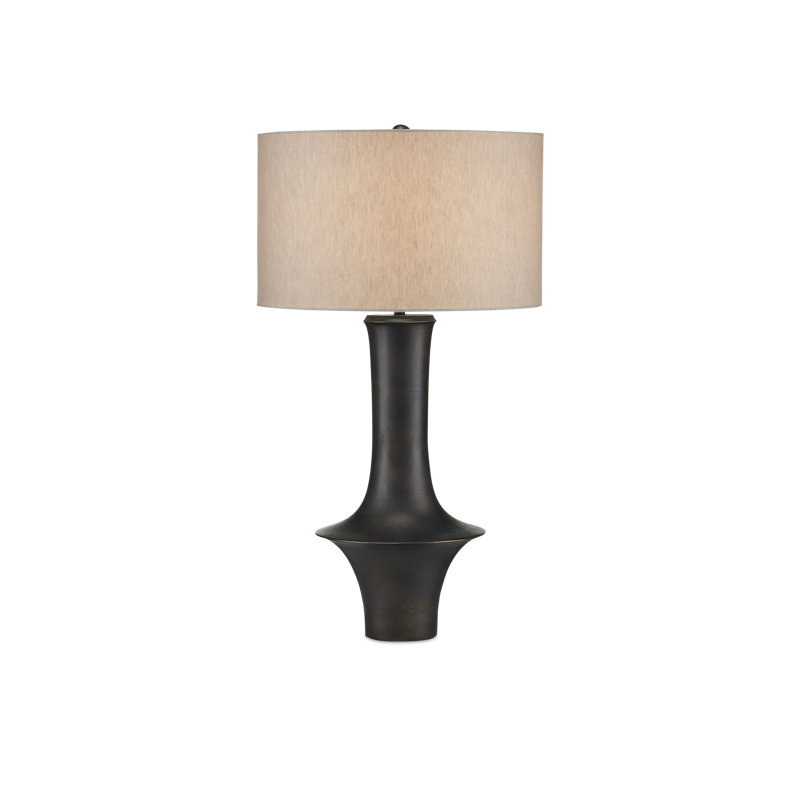 Silvestri Black Cast Aluminum Table Lamp with Linen Shade