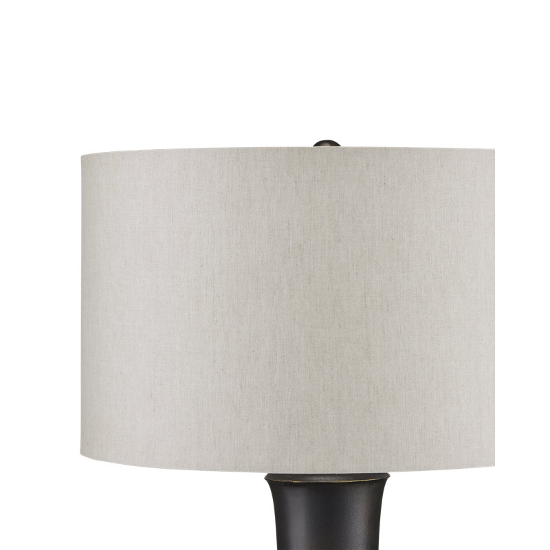 Silvestri Black Cast Aluminum Table Lamp with Linen Shade